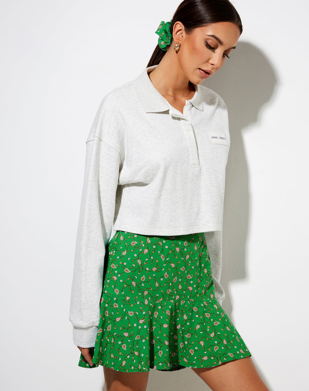 Gaelle Mini Skirt in Paisley Fun Green
