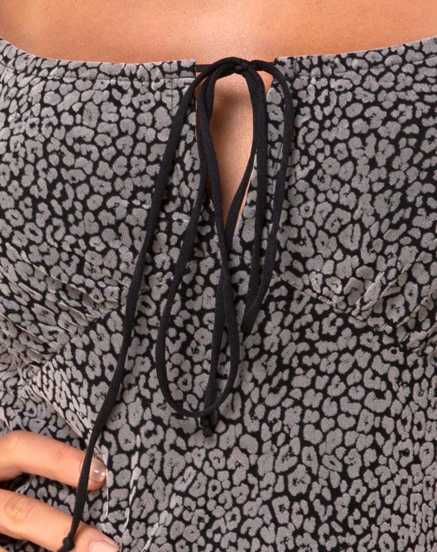 Image of Gala Dress in Ditsy Leopard Grey Flock