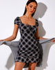 Image of Galaca Mini Dress in 20s Check Black and Grey