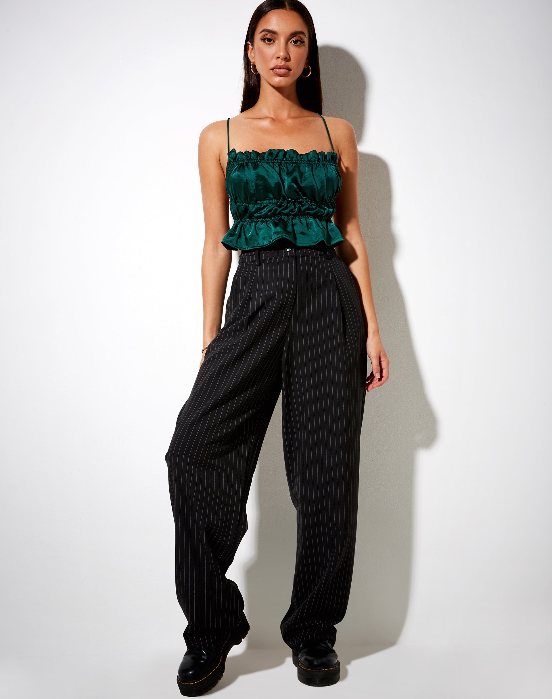 Image of Gamera Cami Top in Satin Forest Green