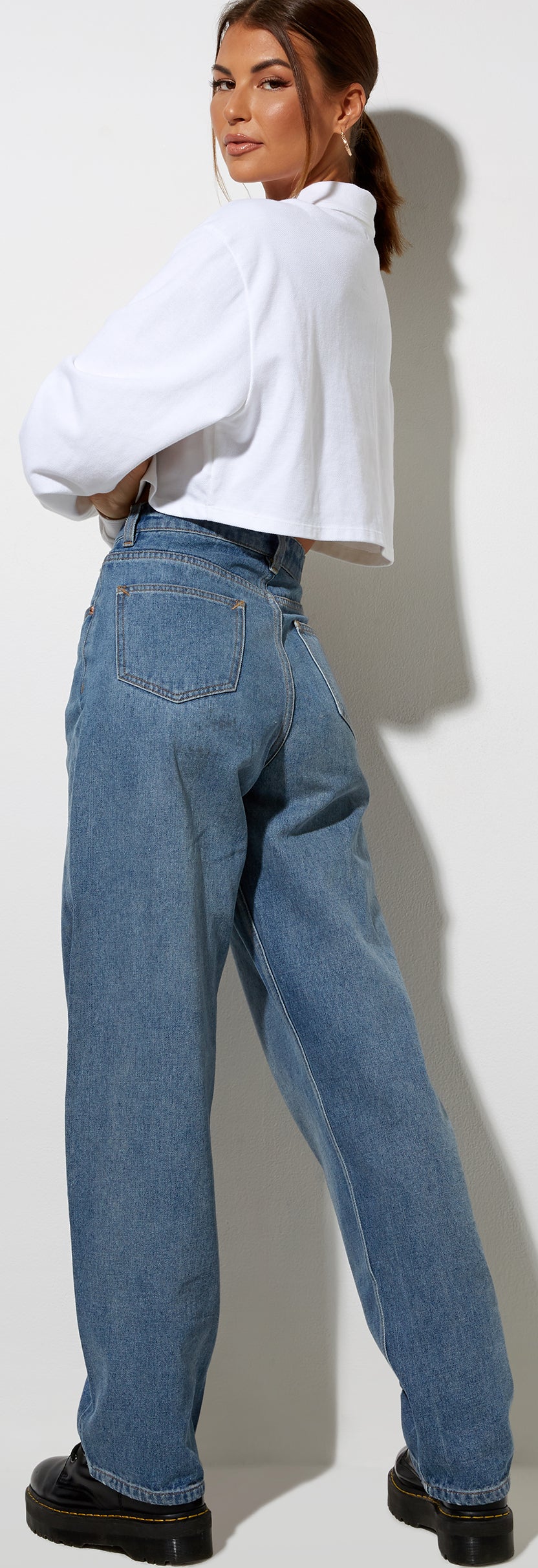 Gandi Crop Top en Blanco con Etiqueta Motel Work Clothing