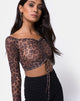 Image of Ganida Top in Leopard Mesh