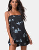 Image of Gashi Slip Dress in Mono Flower Black Satin