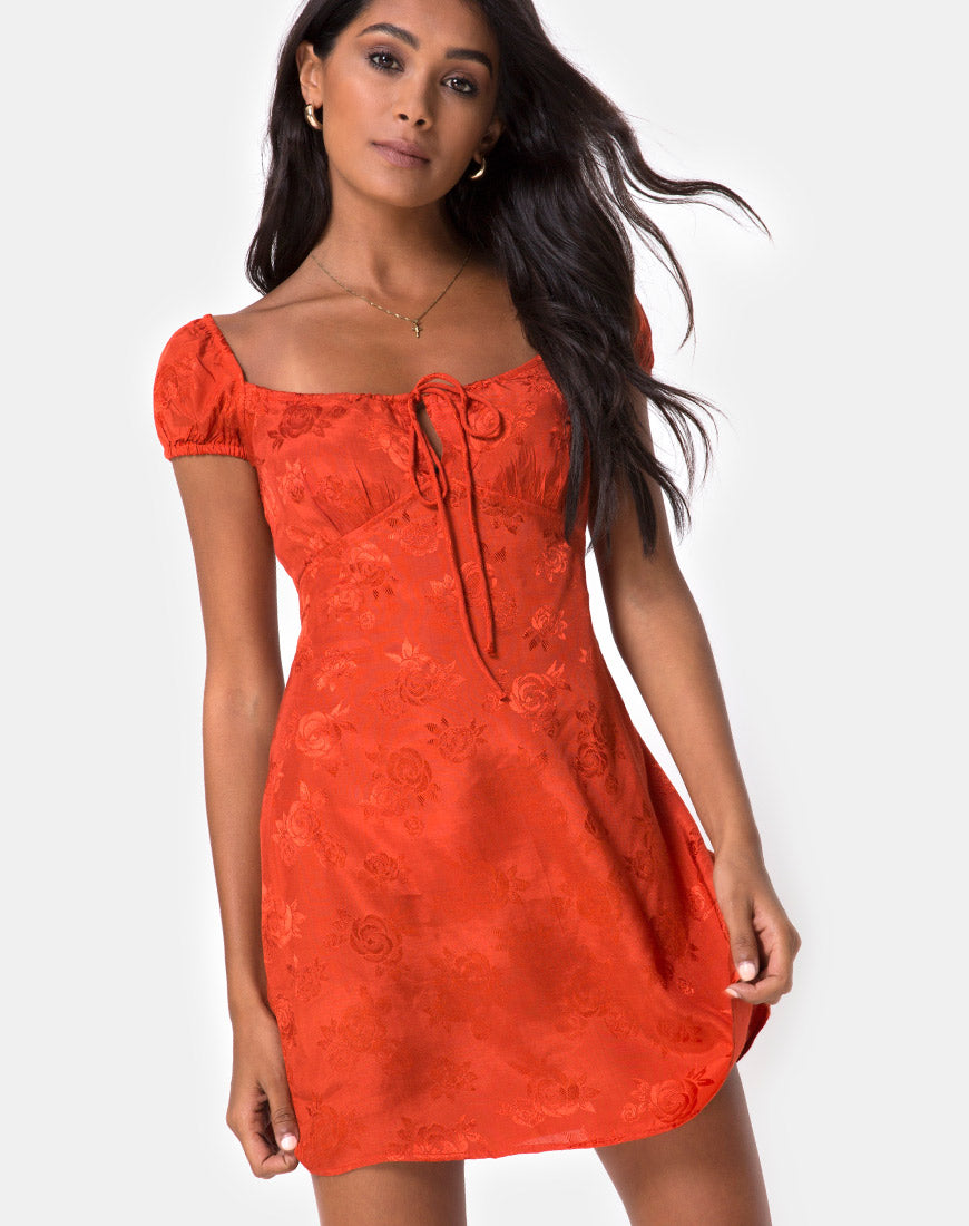 Gaval Mini Dress in Satin Rose Rust