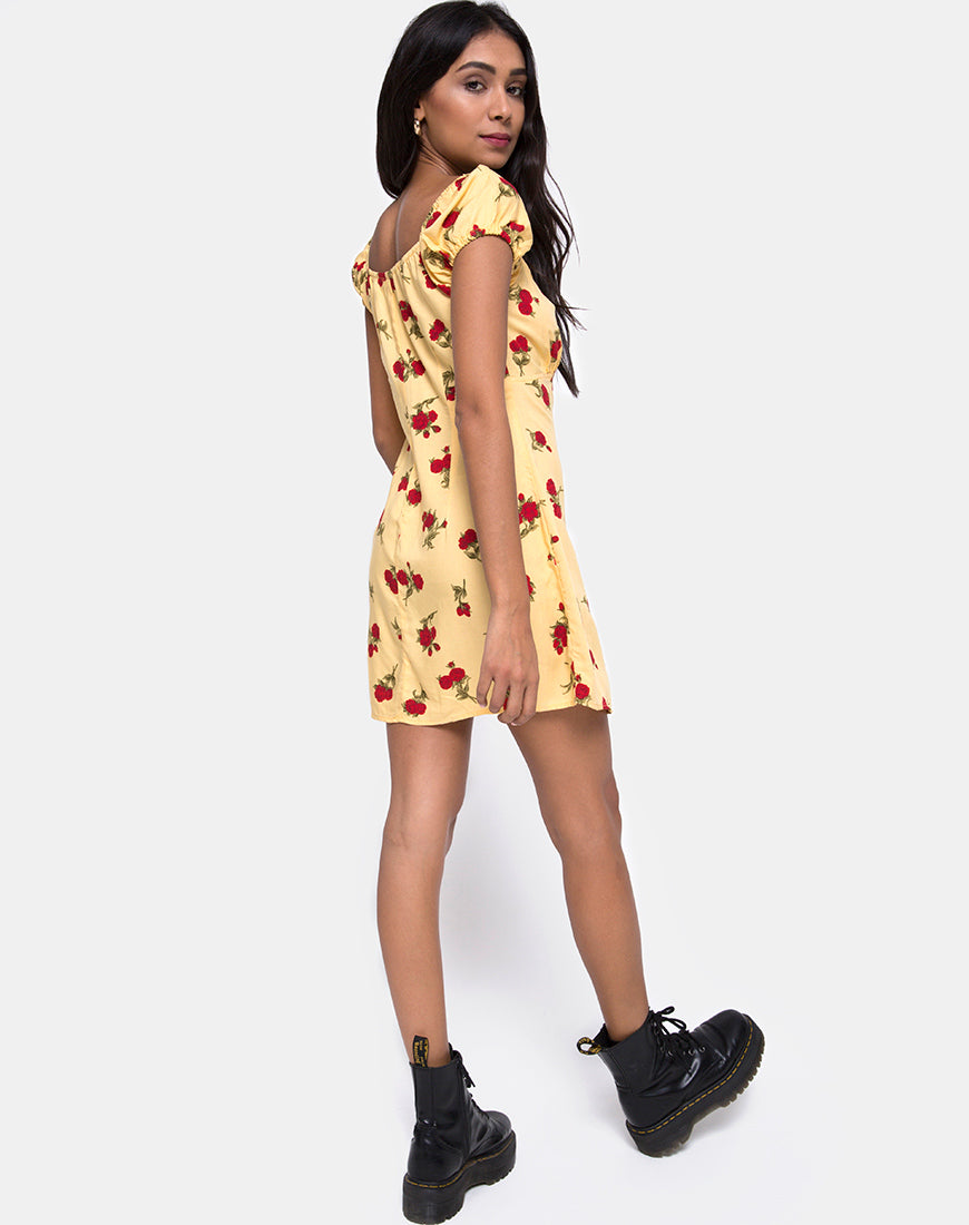 Image of Gaval Mini Dress in Falling Rose Yellow