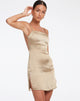 image of Gehna Bodycon Dress in Satin Olive Gold