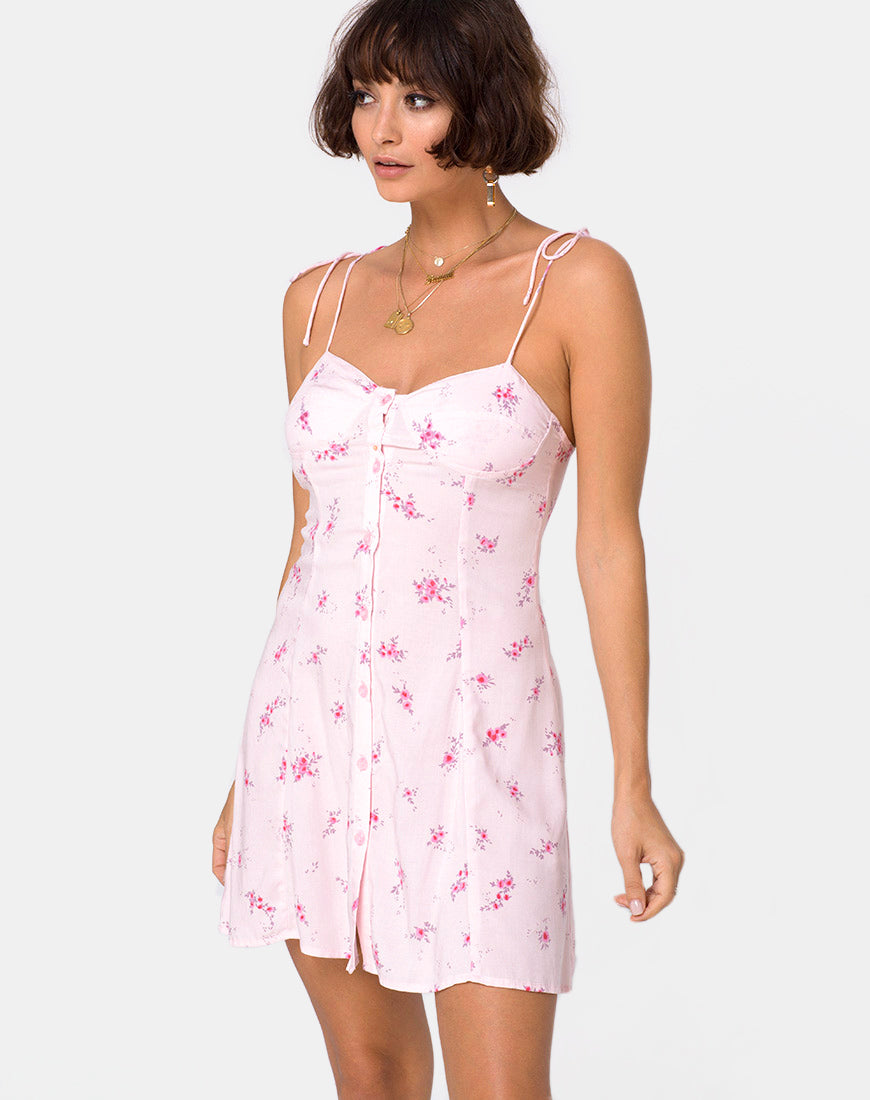 Image of Gethy Slip Dress in Forget Me Not Floral Pink