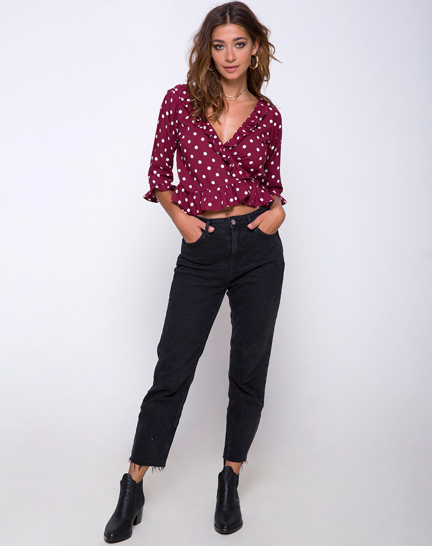 Image of Giam Top in Medium Polka Wine