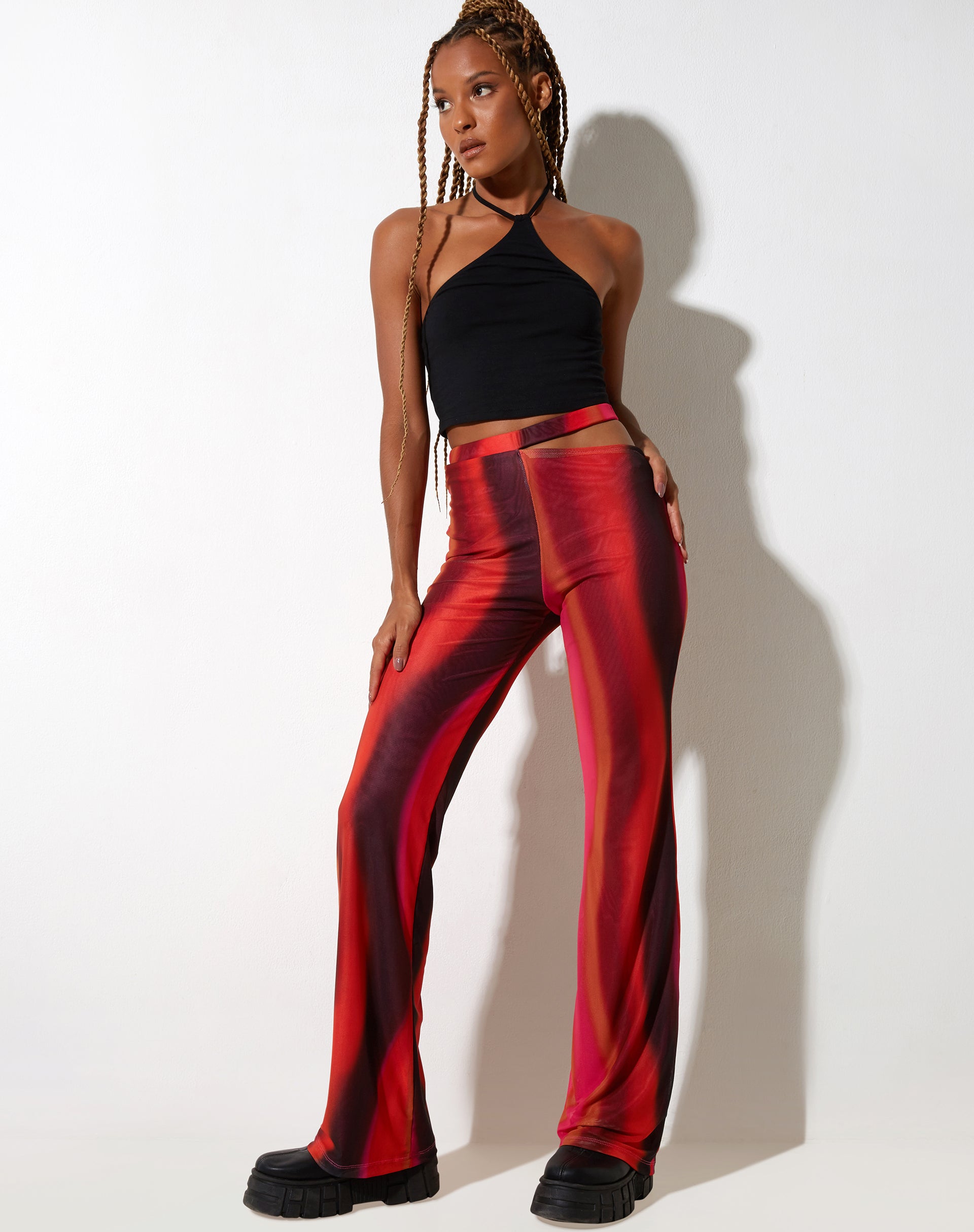 Zola Flare Trouser in Solarized Orange and Pink