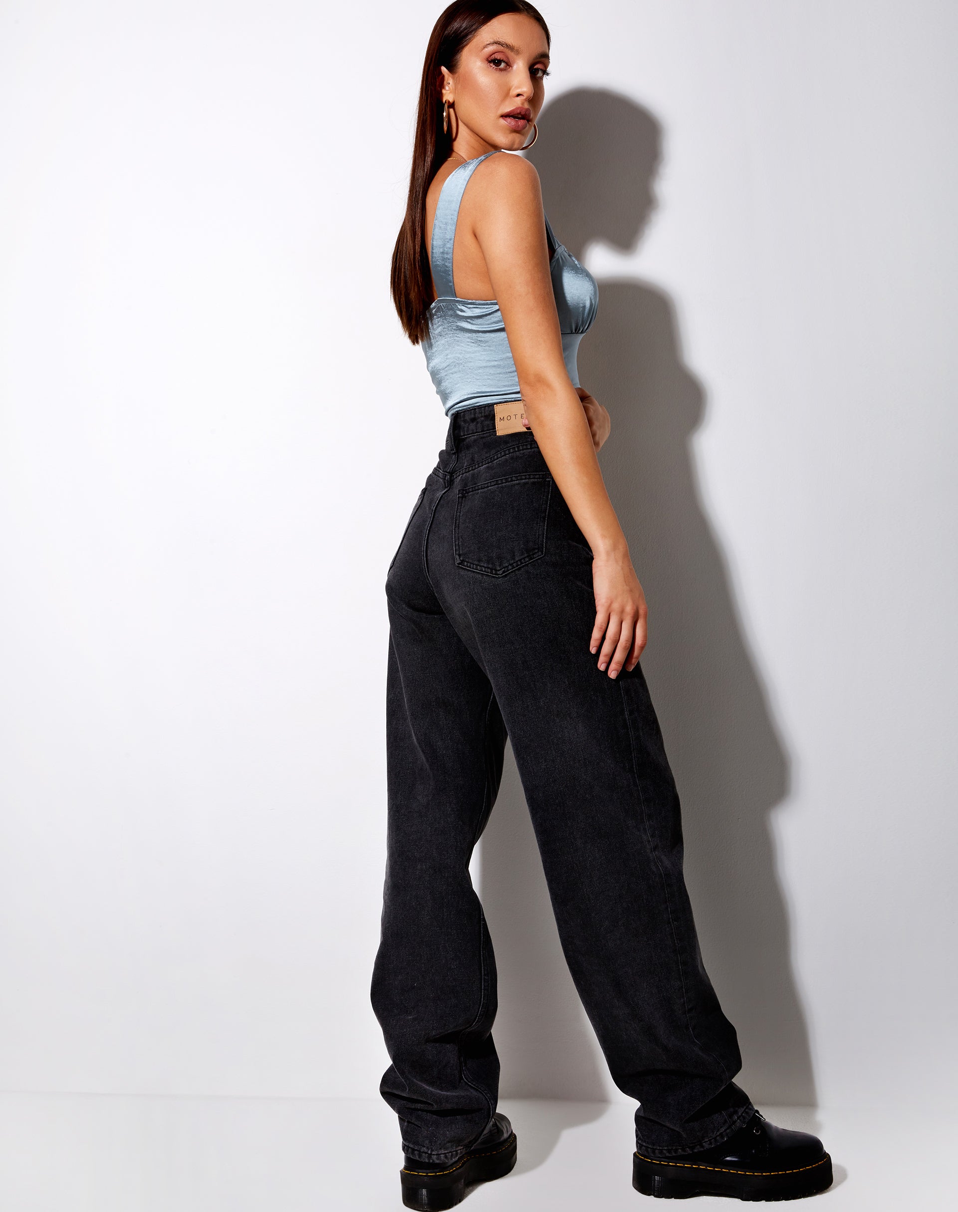 Image of Gladis Crop Top in Satin Dusky Blue