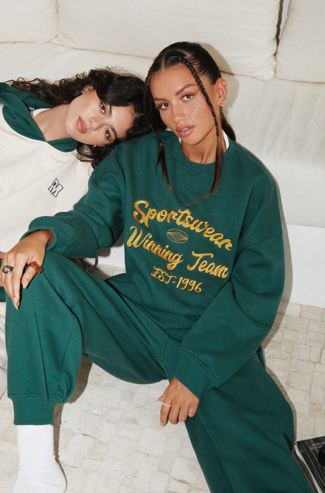 Image of Glan Sweatshirt in Forest Green in Winning Team Mix Embro