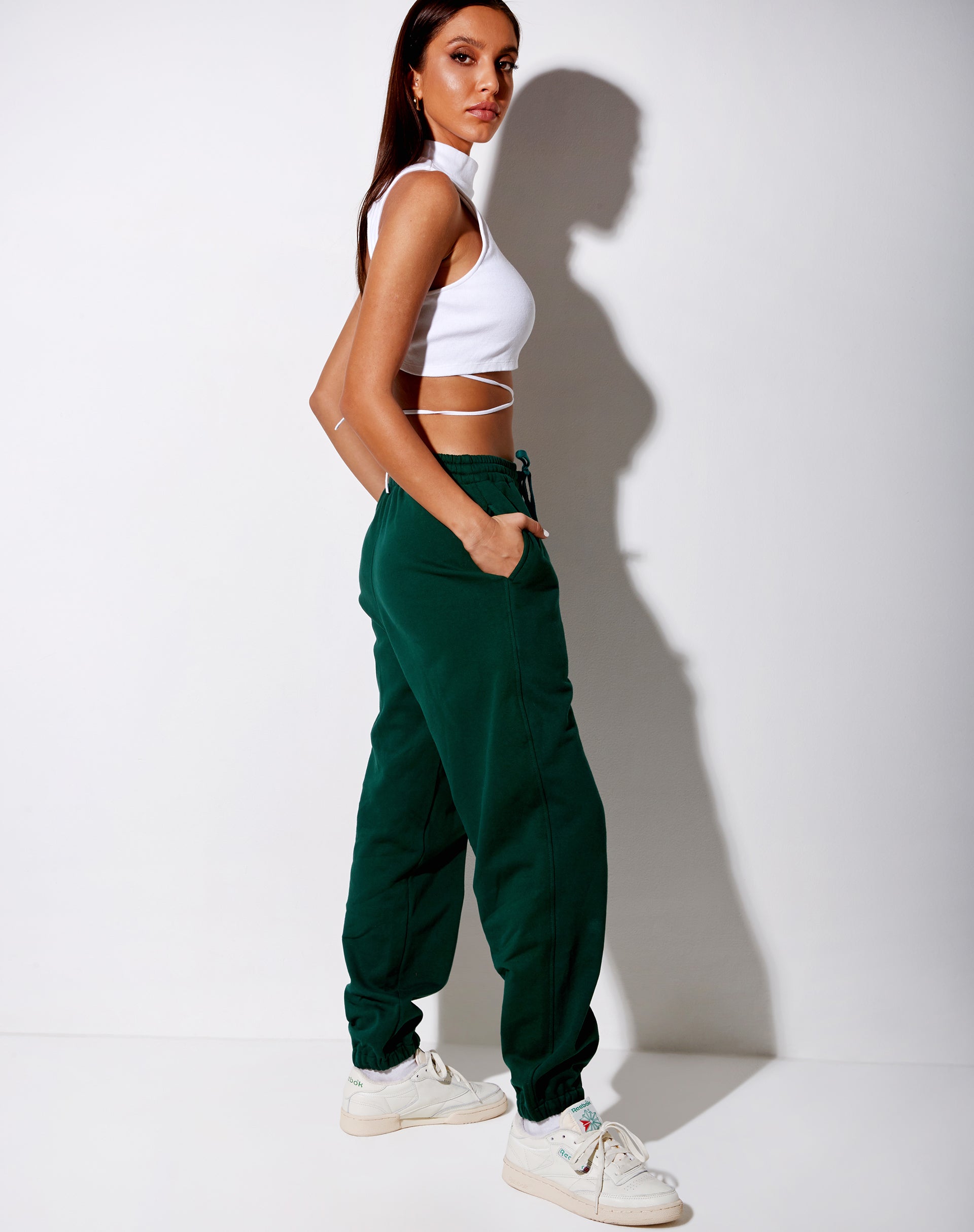 Image of Basta Jogger in Bottle Green with Take Care Of Yourself Embro