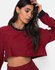 Image of Goce Crop Top in Mini Stripe Red and Black