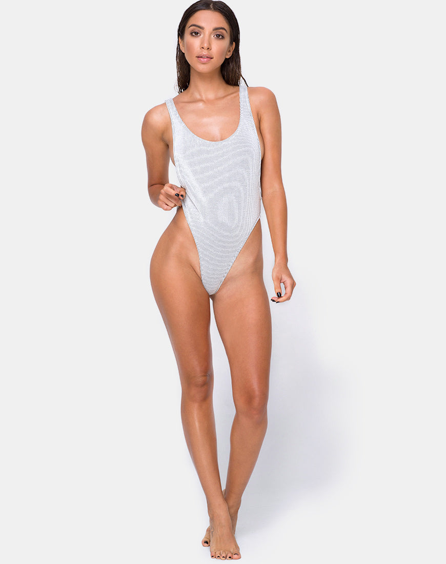 Image of Goddess Swimsuit in Crinkle Rib White