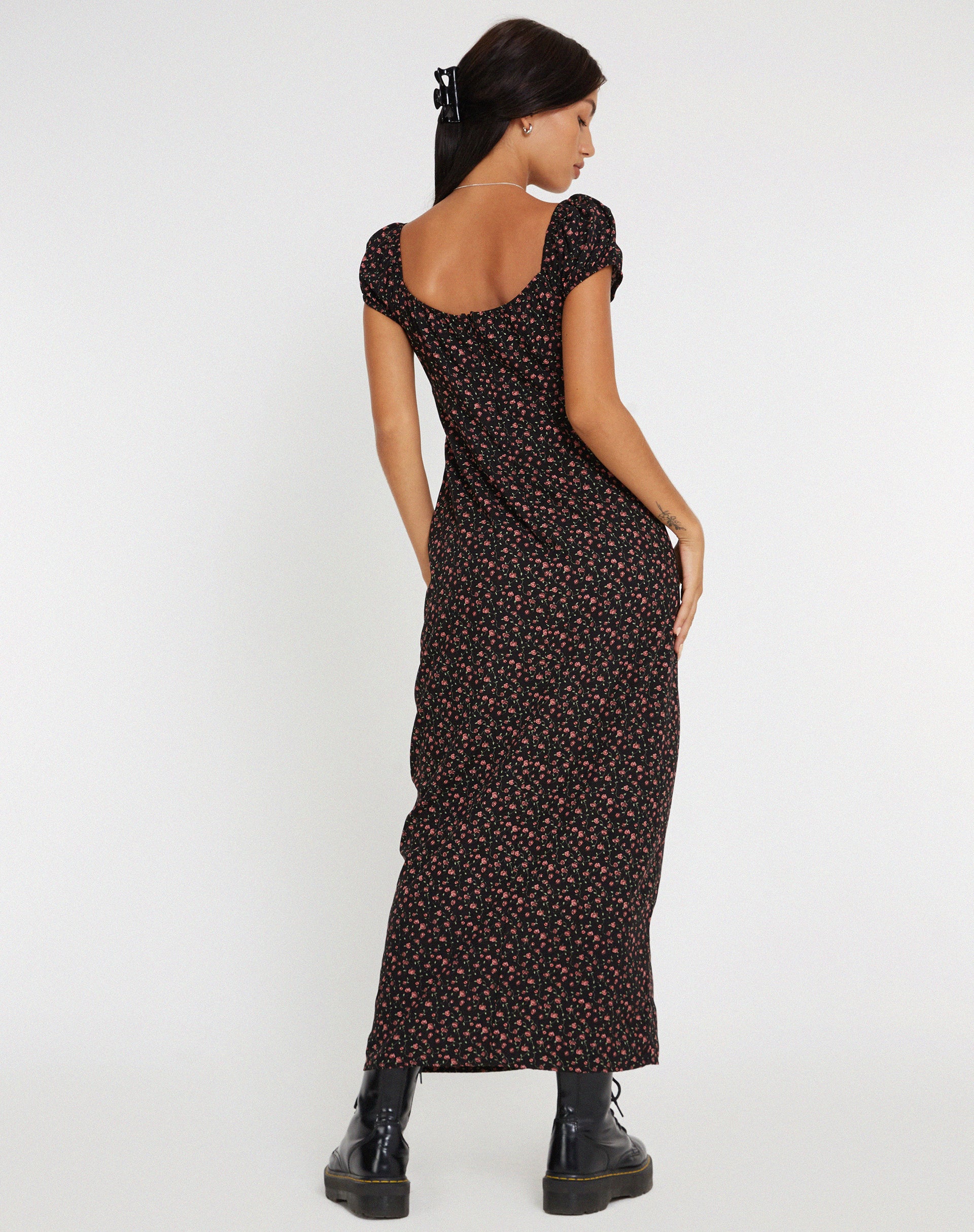 Floral Print Cap Sleeves Maxi Dress Floral Print Cap Sleeves Maxi Dress