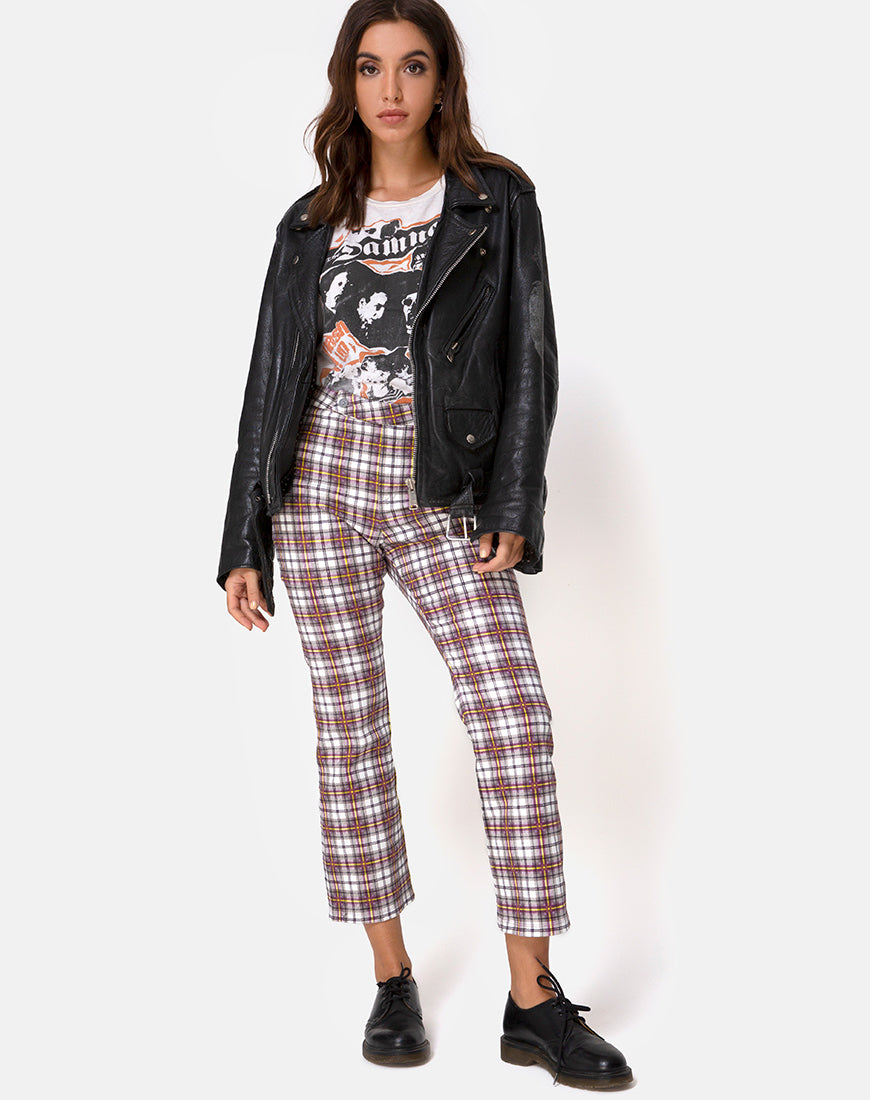 Grava Trouser in Grunge Check Purple