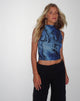 image Grobi High Neck Vest Top in Abstract Blue Serpent Mesh
