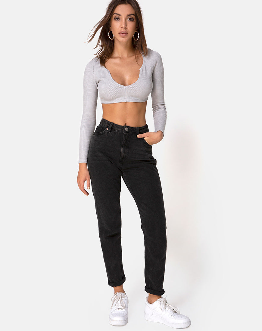 Image of Guan Crop Top in Rib Grey