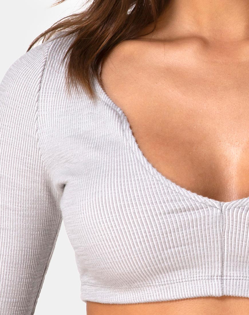 Image of Guan Crop Top in Rib Grey