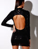 Image of Guedra Mini Dress in Drape Sequin Black
