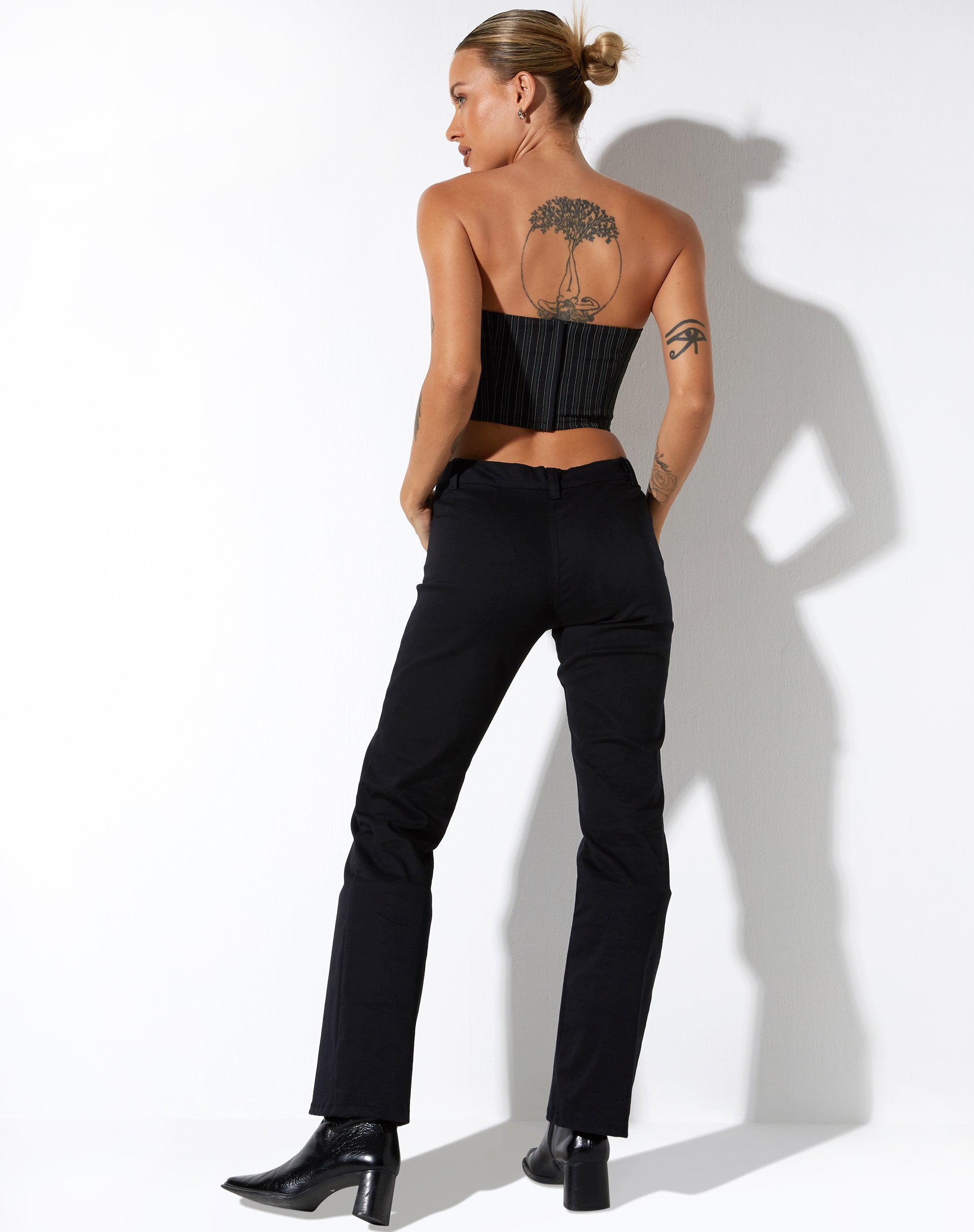 image of Naima Corset Top in Pinstripe Black