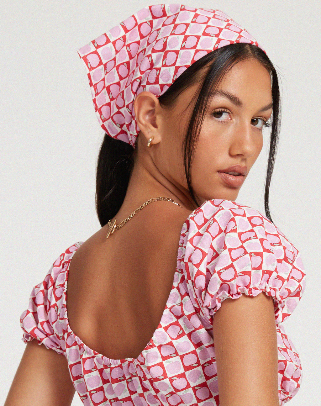 Bandana in Apple Check Blush Red