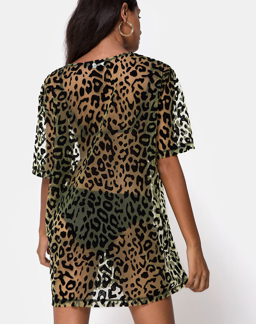 Image of Harlow Dress in Lime Animal Flock