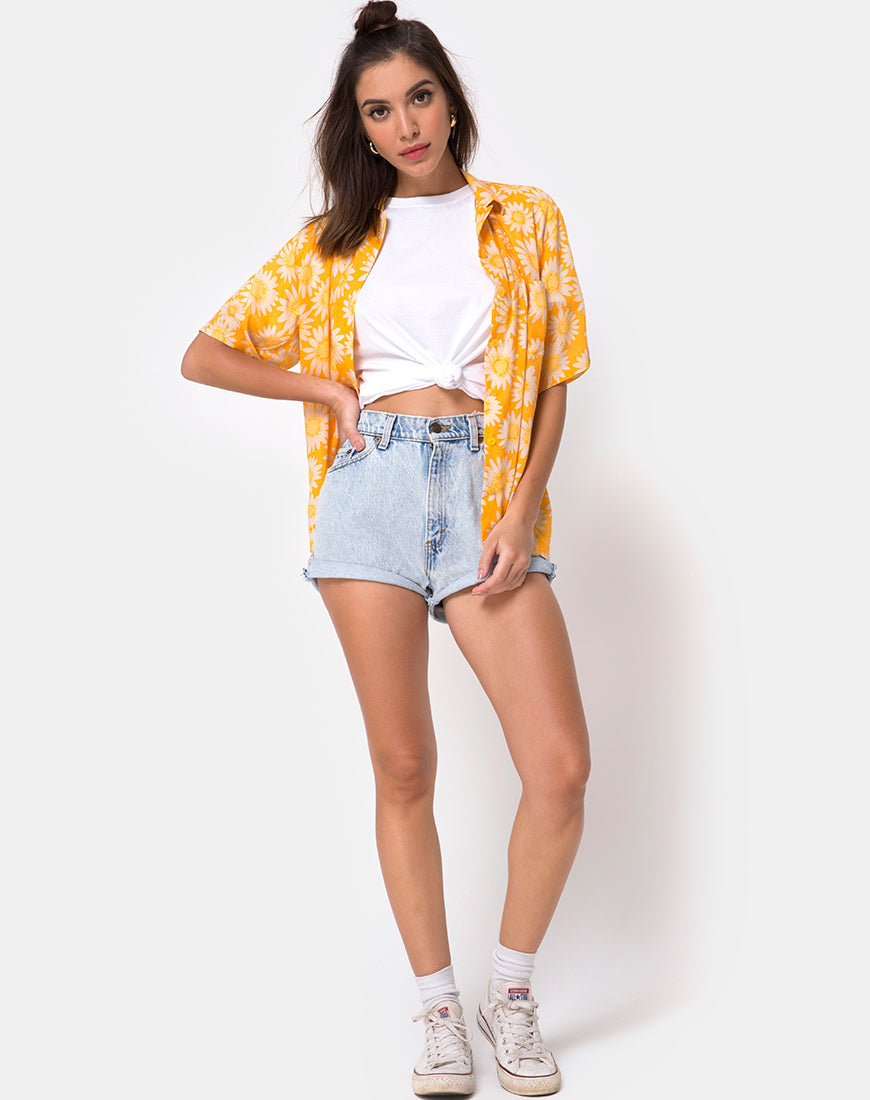 Image of Hawaiian Shirt in Sunkissed Yellow Floral