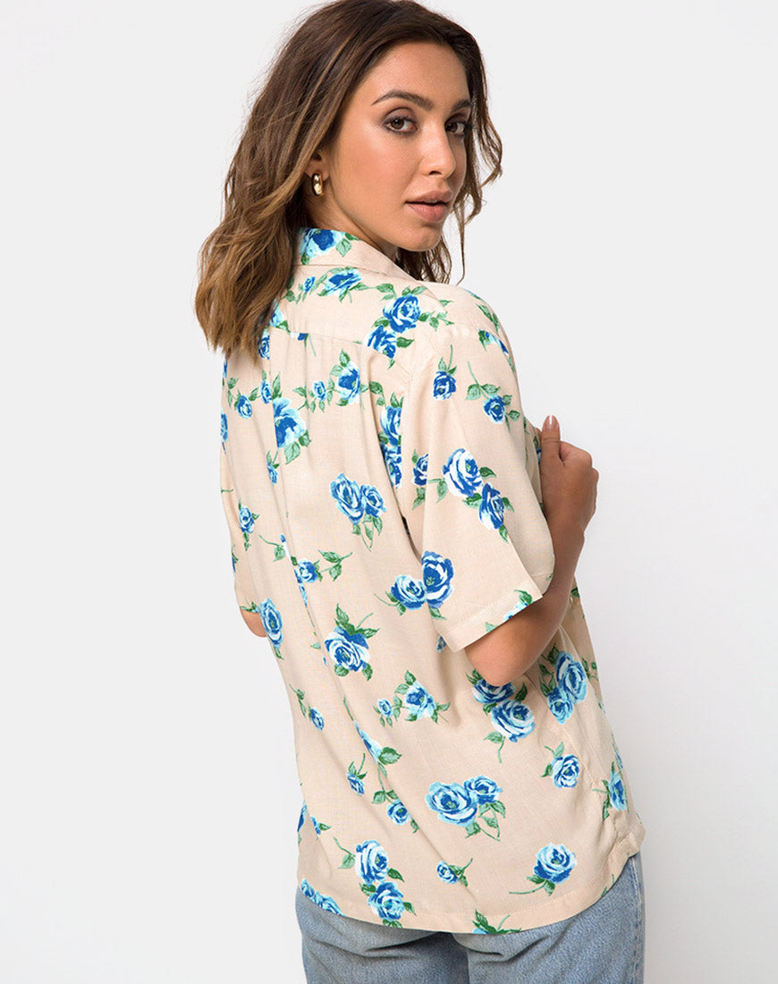 Hawaiian Shirt in Rose Blossom Blue
