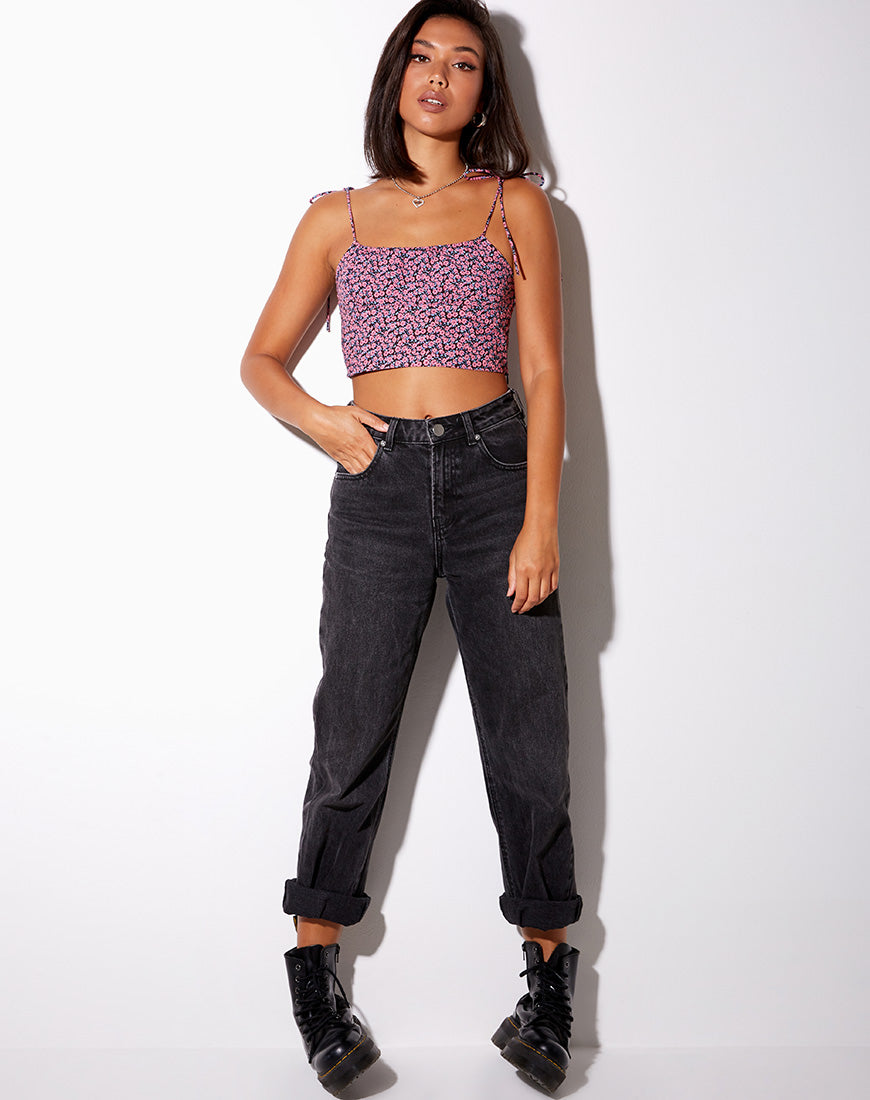 Image of Hemary Crop Top in Floral Fun Pink