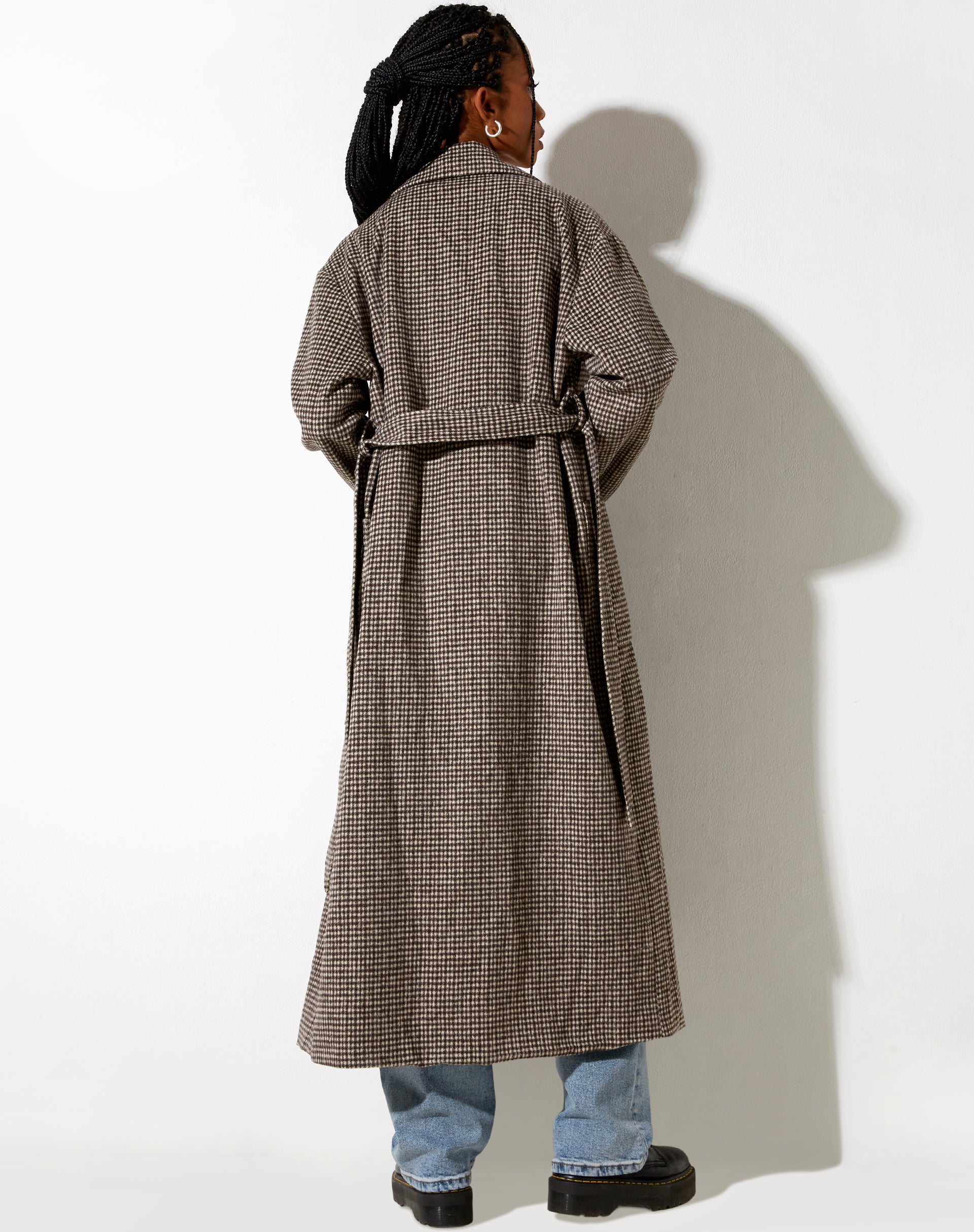 Long Sleeve Longline Collared Ajustable Tie Coat Herdina
