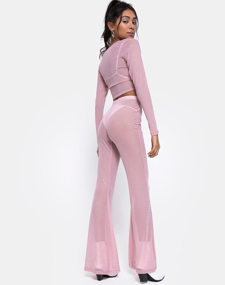 Image of Herlom Flare Trouser in Crystal Net Rose