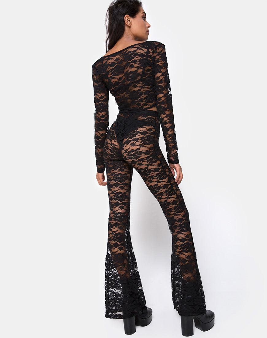 Image of Herlom Flare Trouser in Lace black