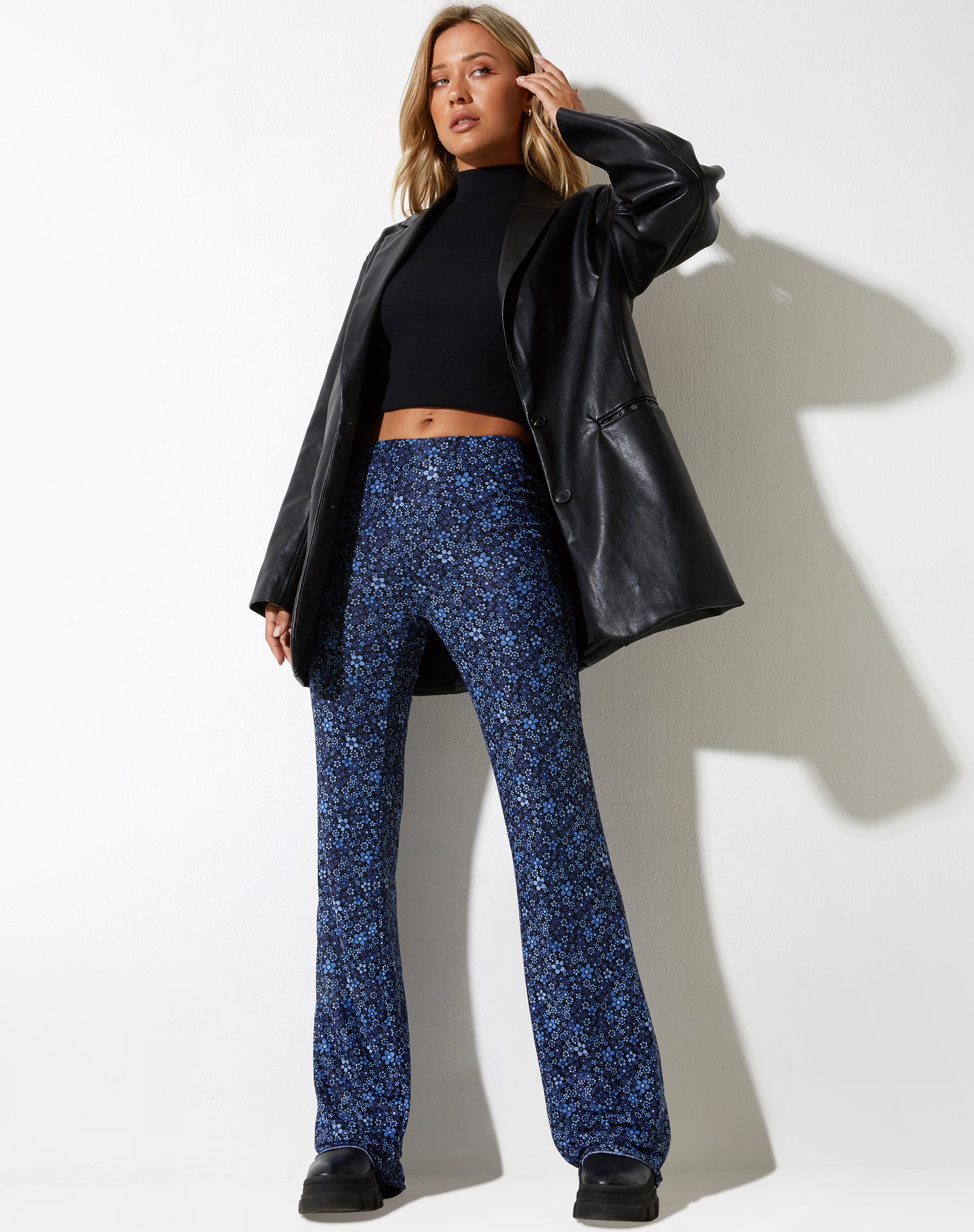 image of Herly Flare Trouser in Flower Garden Blue