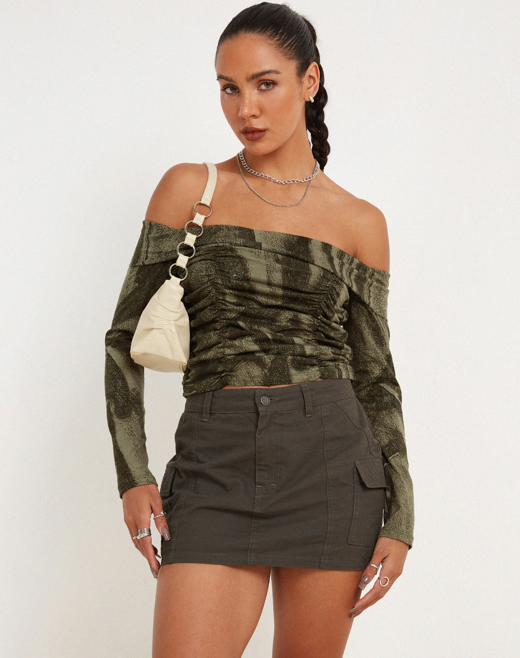Hestina Top in Dystopian Crease Khaki