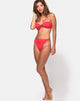 Image of High Rise Bikini Bottom in Textured Baewatch Red