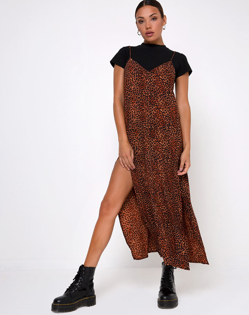 Image of Hime Maxi Dress in Ditsy Leopard Orange
