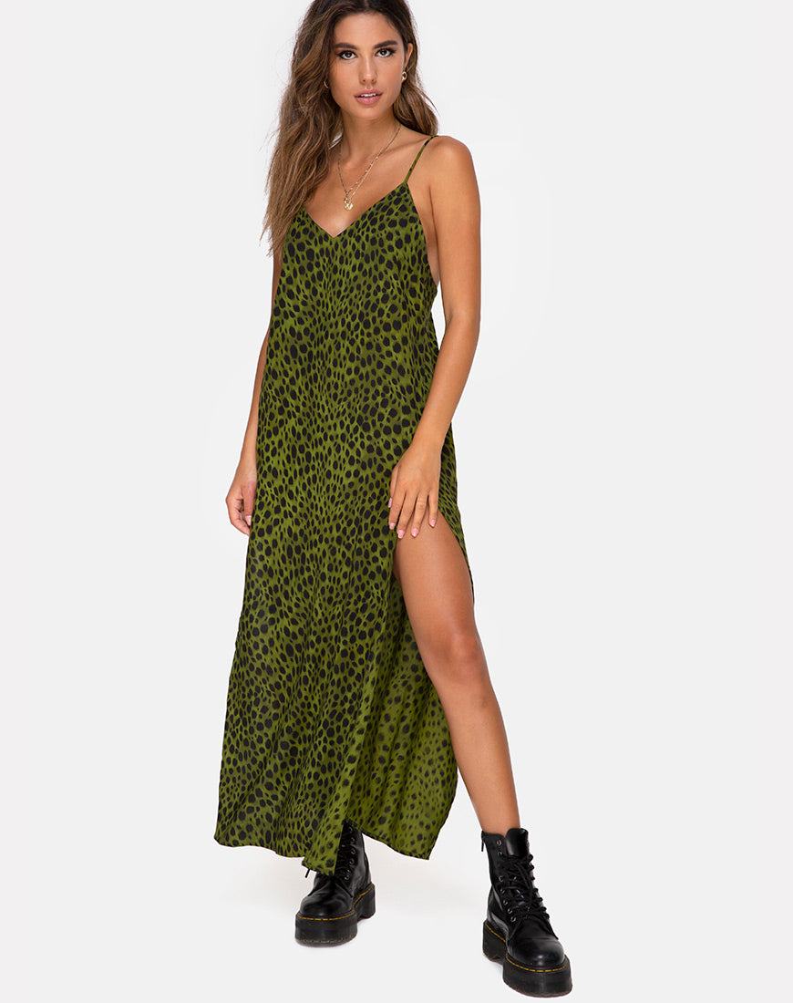 Image of Hime Maxi Dress in Cheetah Khaki