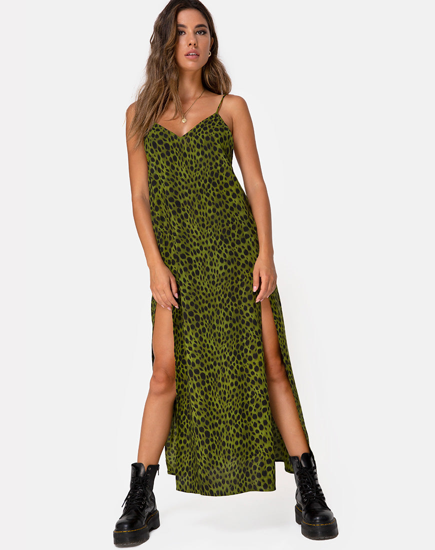 Image of Hime Maxi Dress in Cheetah Khaki
