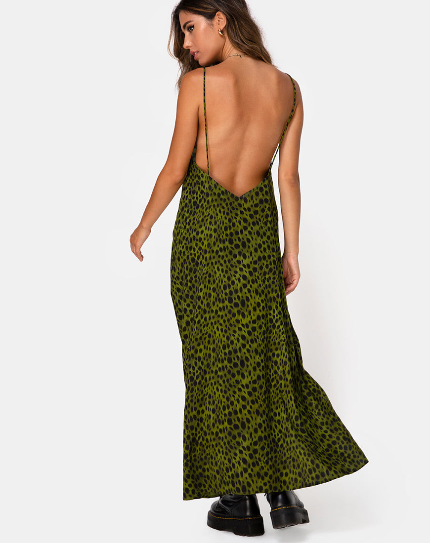 Image of Hime Maxi Dress in Cheetah Khaki