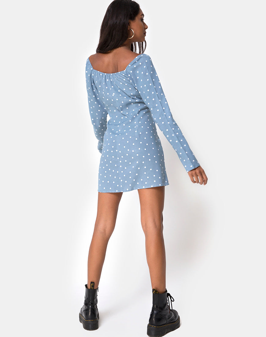 Image of Ilova Dress in Skater Polka Blue