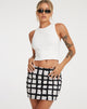 image of Ima Mini Skirt in Mono Painted Check Black