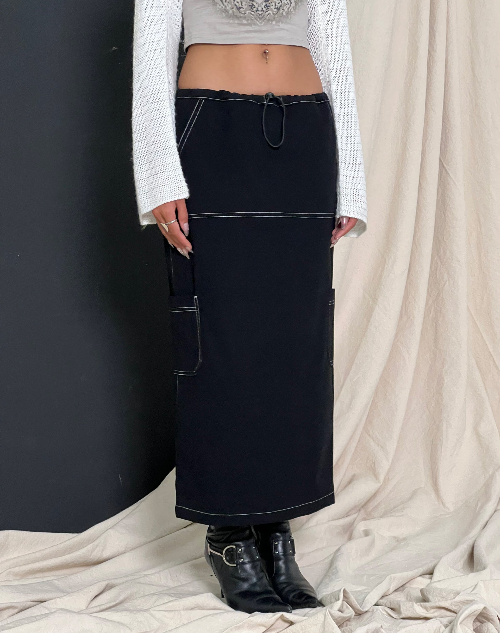 Black Midi Cargo Skirt | Swari – motelrocks.com