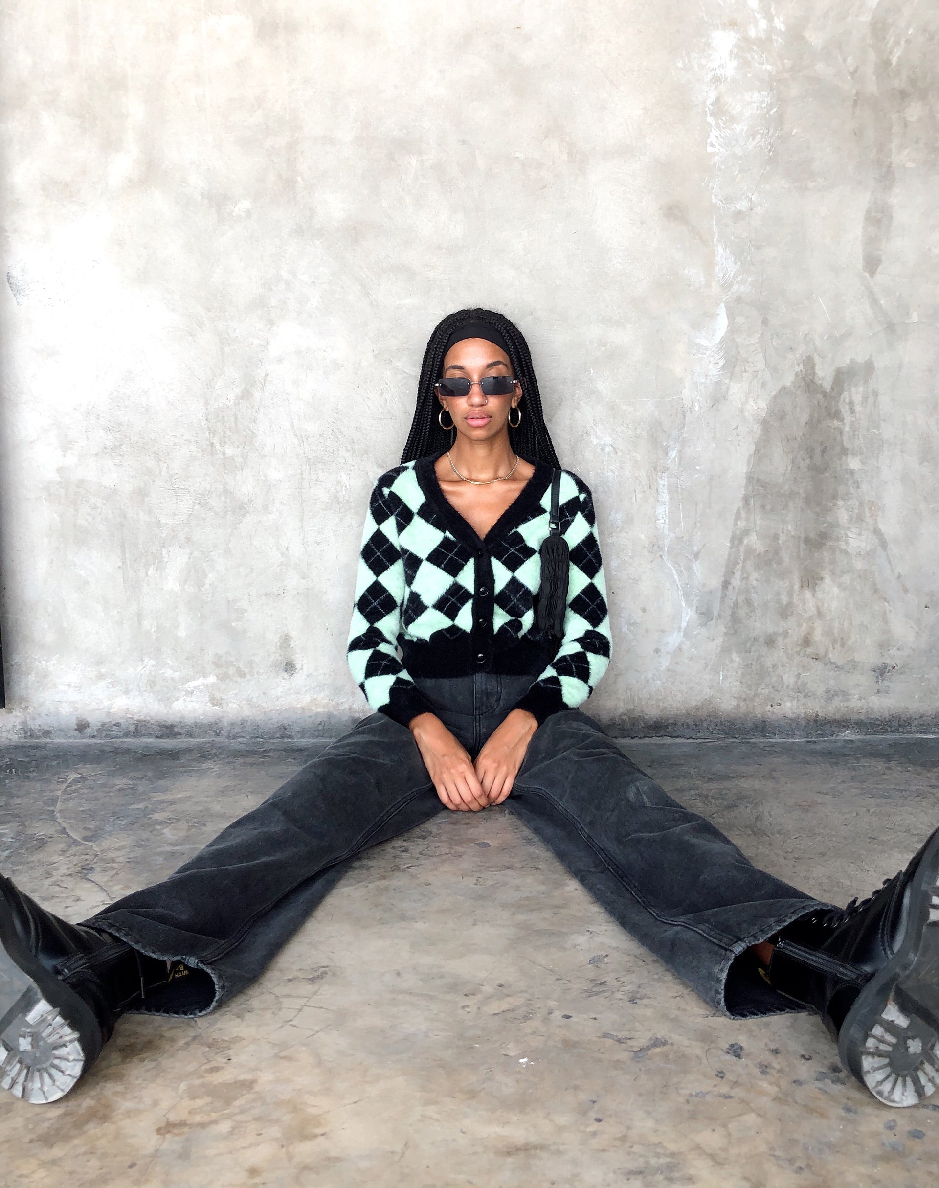 Image of Saidi Cardi in Diamond Black and Green