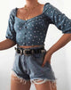 Image of Flory Crop Top in Skater Polka Blue