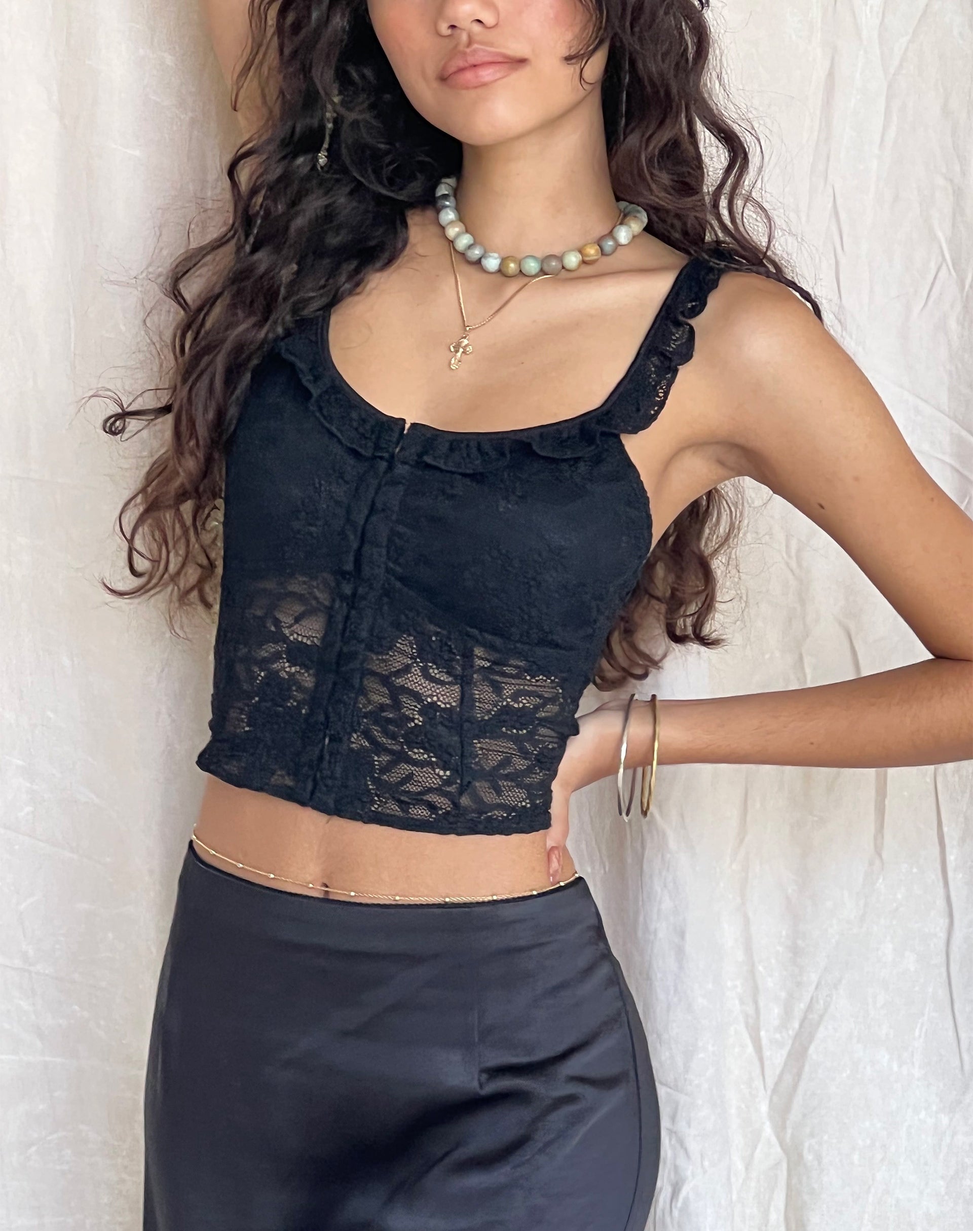 Lace Black Corset Crop Top Laru –