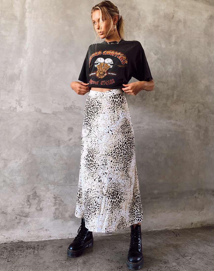 Sash Maxi Skirt in Sand Leopard