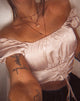 Image of Ruiz Off The Shoulder Top in Satin Dusty Rose