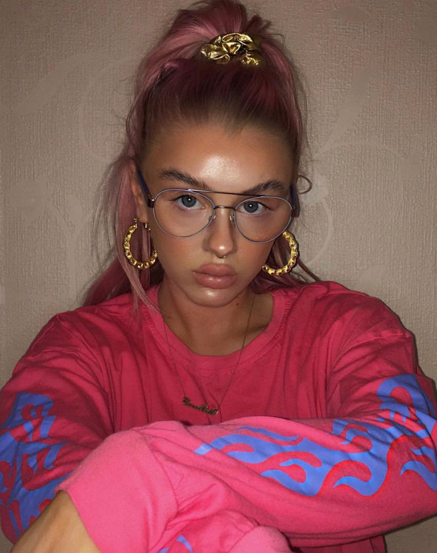 Image of Lotsun Sweatshirt in Pink with Flame