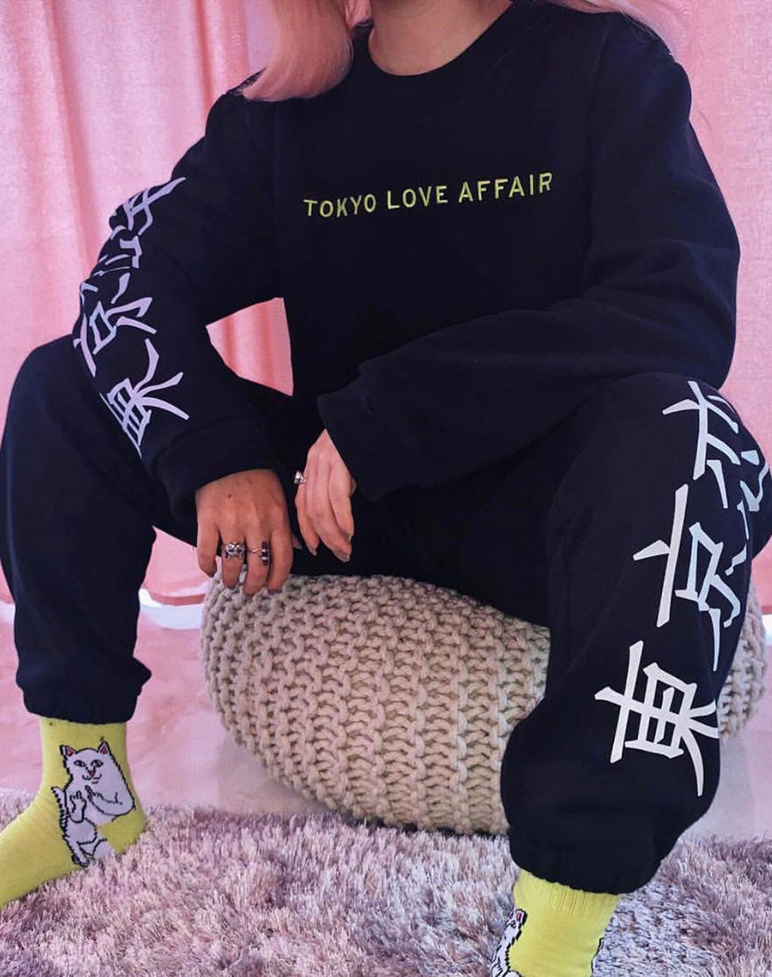 Image of Gocea Crop Top in Black Tokyo Love Symbol